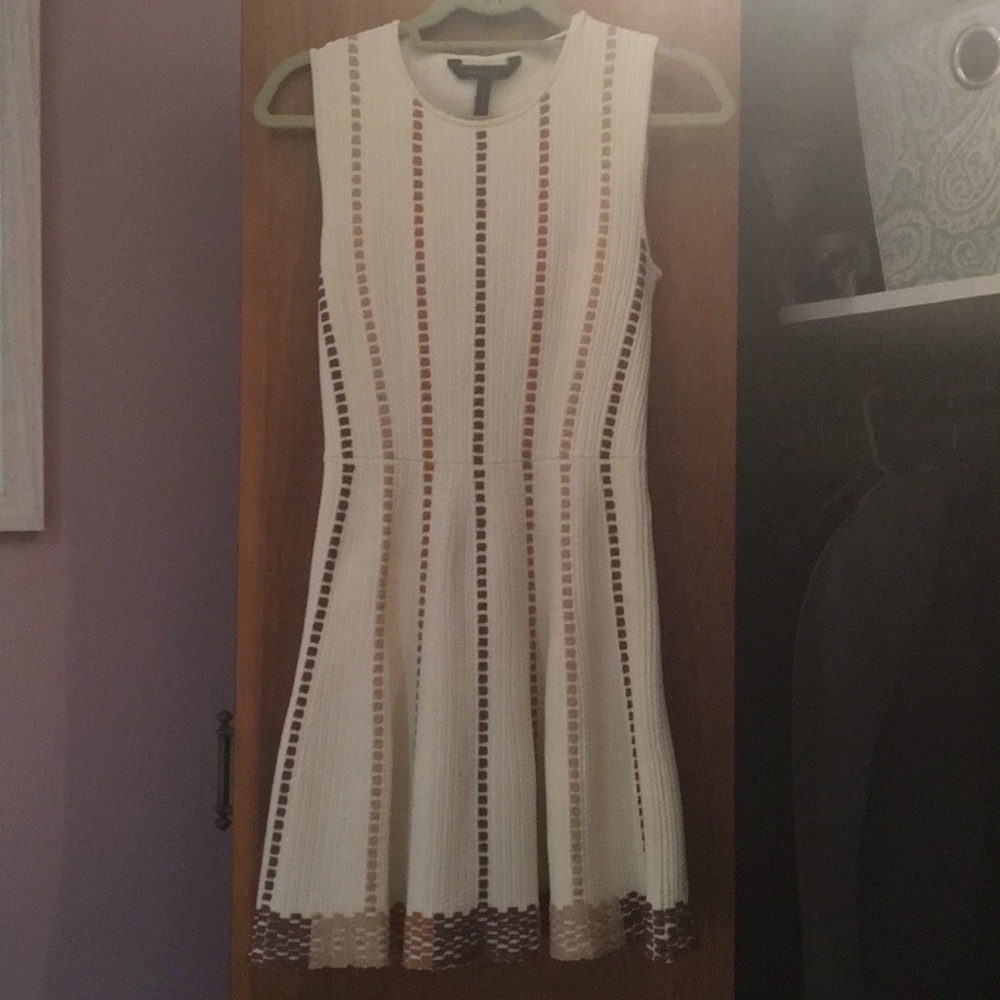 BCGB Maxazria bandage tan strip dress